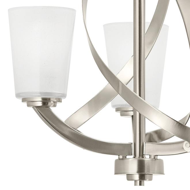 Kichler Layla 17.25-in x 20-in 3-Light Incandescent Brushed Nickel Chandelier with Piastra Glass Shades