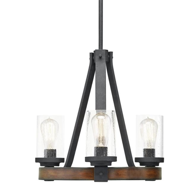Suspension Barrington de Kichler Lighting à 3 ampoules en verre clair (bois noir)