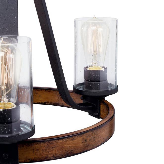Suspension Barrington de Kichler Lighting à 3 ampoules en verre clair (bois noir)