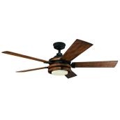 Kichler 52-in Antique Black LED Residential Remote Controled Ceiling Fan - 5-Blade