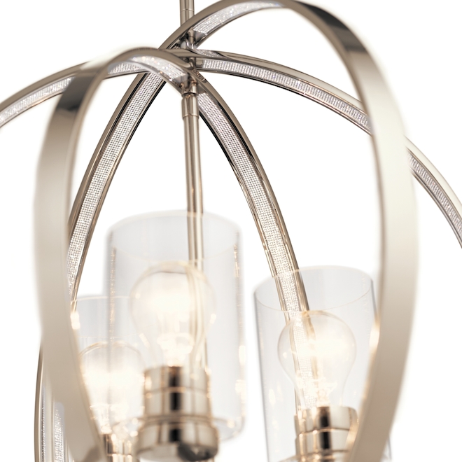 Suspension Angelica de Kichler Lighting à 3 ampoules en verre clair, nickel poli