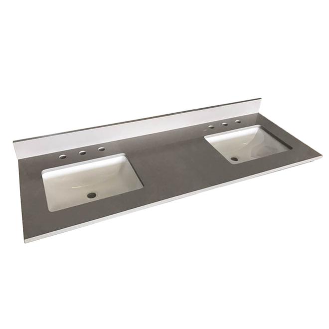 Bestview Dessus de meuble-lavabo en quartz gris 61 po