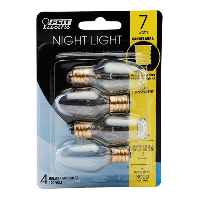Feit Electric Light Bulb - Clear - Night Light Utilization - 7-Watt - 4-Pack