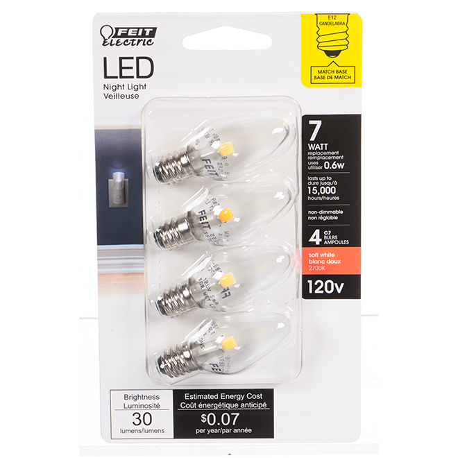 Feit Electric LED Bulb - C7 Night Light - Soft White - 4/Pack