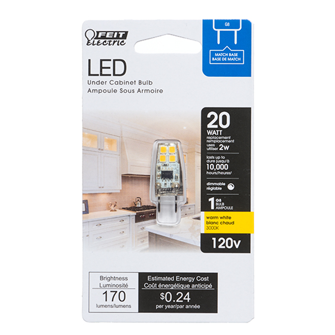 Feit Electric LED Bulb - G8 Capsule - 2.0 W - Warm White