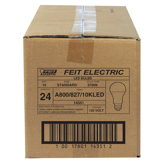 Feit Electric LED Bulb - A19 - 10 W - Soft White - 24/Pack