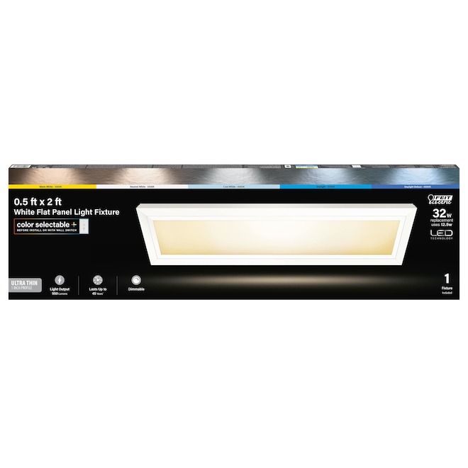 Feit Electric Rectangular LED Light Panel - 5 Light Temperatures 6-in x 2-ft - White