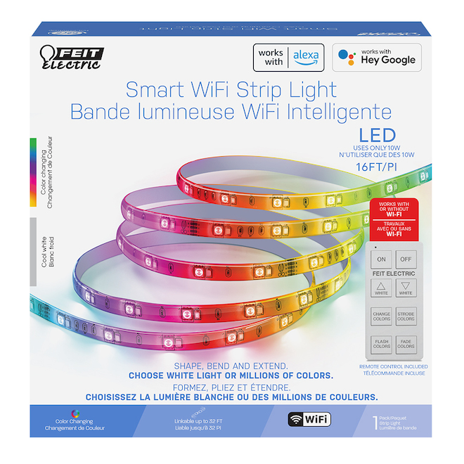 Bande lumineuse DEL Feit Electric intelligente 16 pi, multicolore