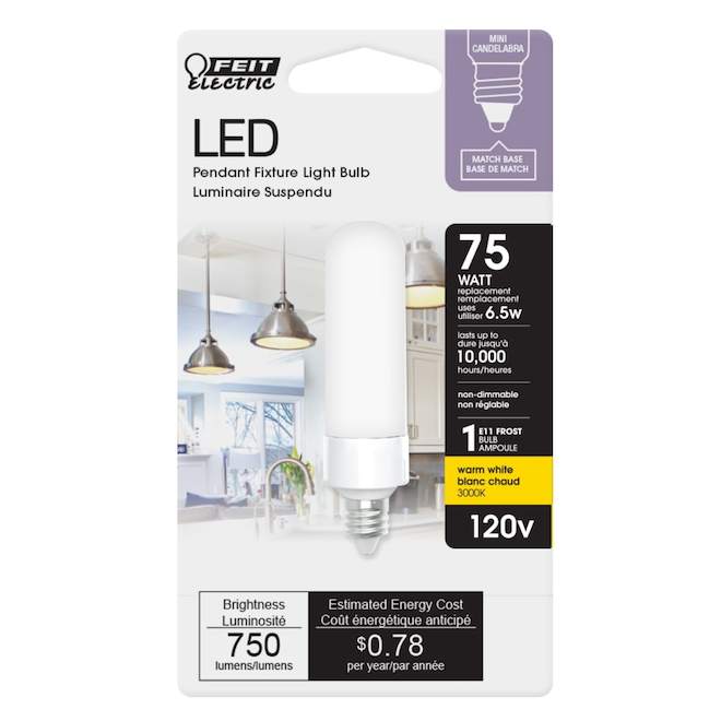 Ampoule DEL T4 blanc chaud 75 W à culot E11 de Feit Electric, 1/pqt