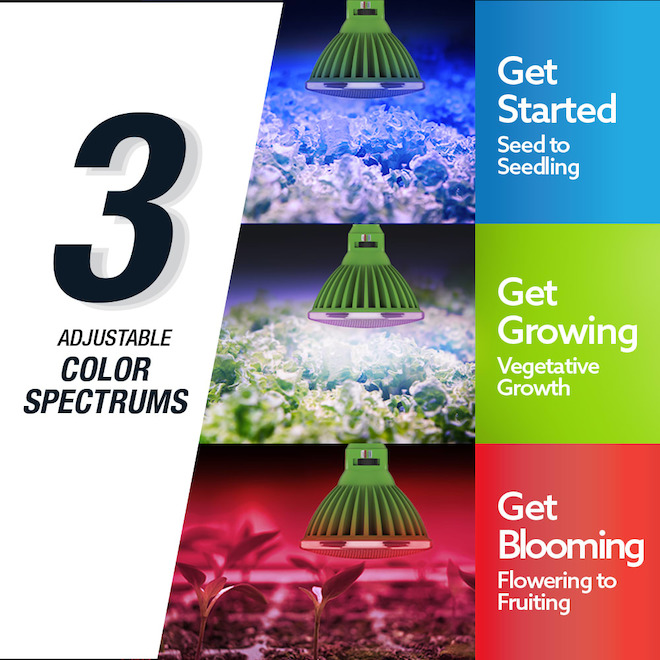 FEIT Electric LED Light Bulb PAR38 30 W for Growing Plants - Adjustable Spectrum