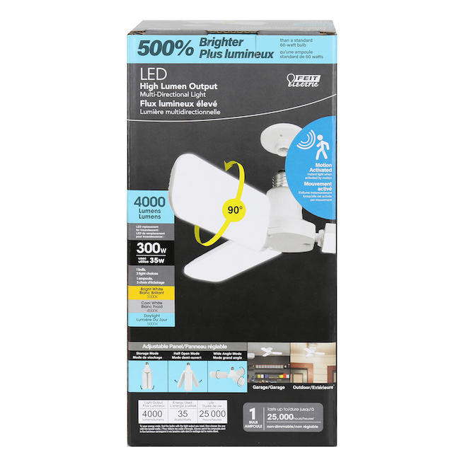 FEIT Electric Multidirectionnal LED Light 300 W with Motion Detector - Adjustable White