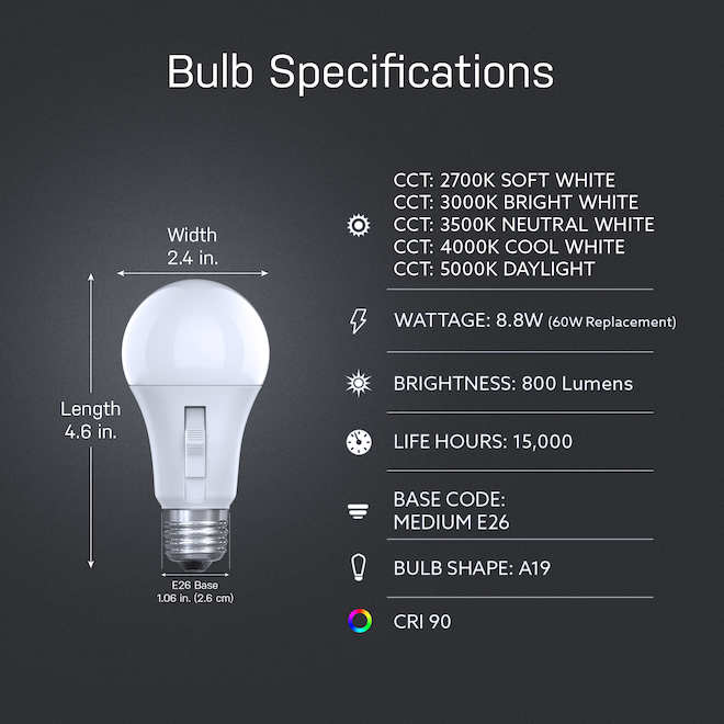 FEIT Electric LED Bulb A21 60 W Non-Dimmable - Adjustable White