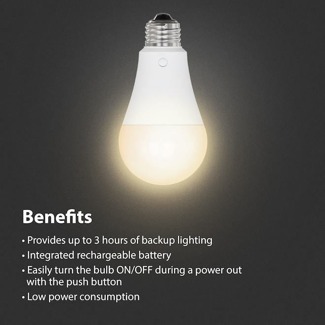 FEIT Electric LED Light Bulb 60 W Rechargeable and Battery-Operable with Remote Control - Adjustable White