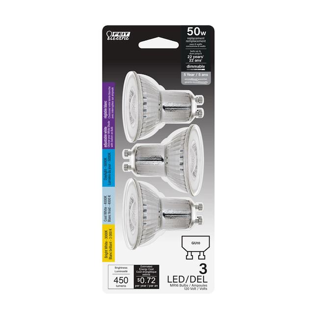 FEIT Electric Mini Reflector LED Light Bulb Dimmable 50 W - Adjustable White - Pack of 3