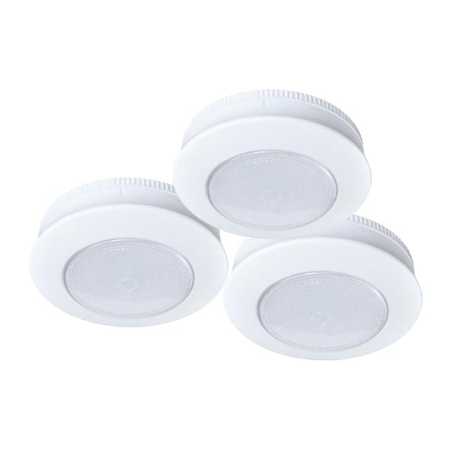 Ecolight 3-in White LED Battery Puck Light - 3-Pack