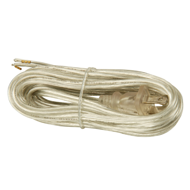 B&p Lamp 12 ft. Length, Clear Silver, 18/2 Lamp Cord Set, SPT-1