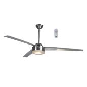 Ventilateur de plafond Bridgewater de Harbor Breeze 56 po nickel brossé à DEL avec télécommande, 3 pales