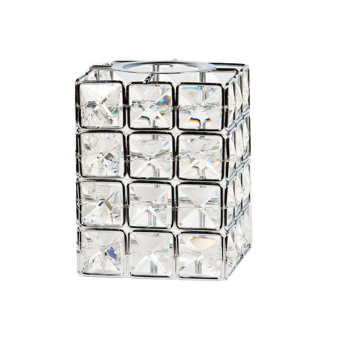 Litex 3.5-in x 4.3-in Rectangular Glass Shade - Chrome with Crystal Accents