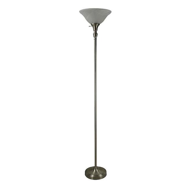 Lampe torchère Allen + Roth nickel brossé et verre givré 72 po