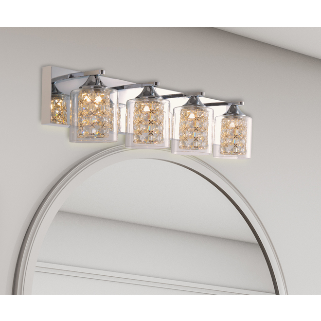 Luminaire de meuble-lavabo allen + roth Quinn chrome à 4 lumières DEL de style moderne/contemporain