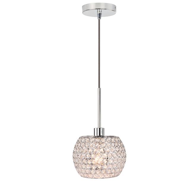 Style Selections Ladura 6 po x 8.5 po abat-jour globe en cristal chromé