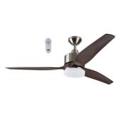 Harbor Breeze Fairwind 60-in Brushed Nickel LED Indoor/Outdoor Remote Controlled Ceiling Fan - 3-Blade