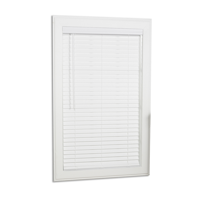 allen + roth 46-in x 64-in x 2-in White Cordless Faux Wood Blind