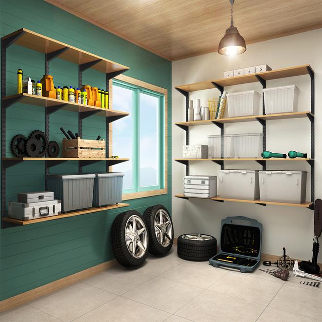 Style Selections 11.5-in Black Double Track Shelf Bracket - 1-Pack