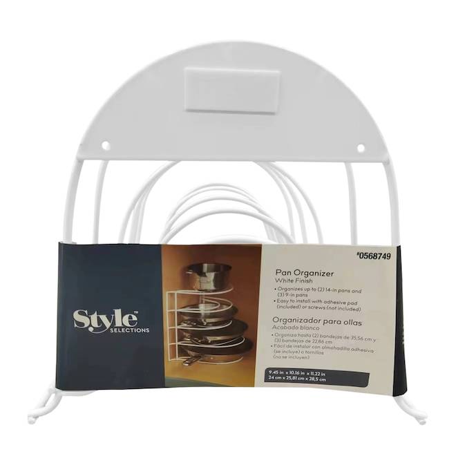 Landon & Co. Pan Organizer in Steel Wire 10-in W x 11-in H - White