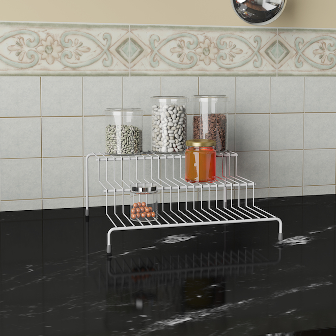 Landon & Co Spice Rack with 3 Shelves in White Metal