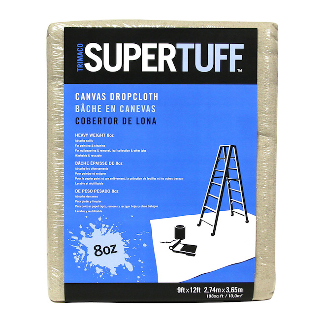 Trimaco Supertuff Canvas Dropcloth Heavy Weight All Purpose 9-ft x 12-ft