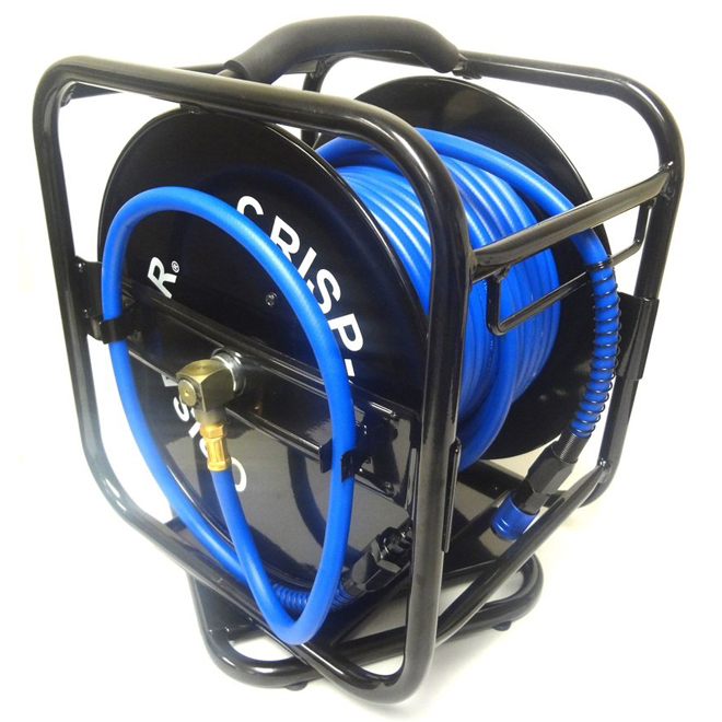 Crisp-Air Manual Reel with Air Hose - Polymer and Steel - 1/4-in x 100-ft -  Blue and Black CRHR100