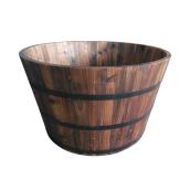 Style Selection - Whiskey Barrel - Wood/Steel 23.62-in x 14-in Carbonised