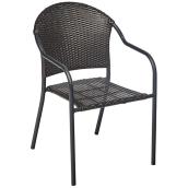 Bazik Pelham Bay Brown Woven Wicker Outdoor Patio Chair with Steel Frame 24.7 x 22.33 x 17.5-in