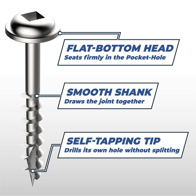 Kreg 2-in Square-Drive Head and Self-Tapping Tip Wood Screw No. 8 Coarse Thread 250/Pk