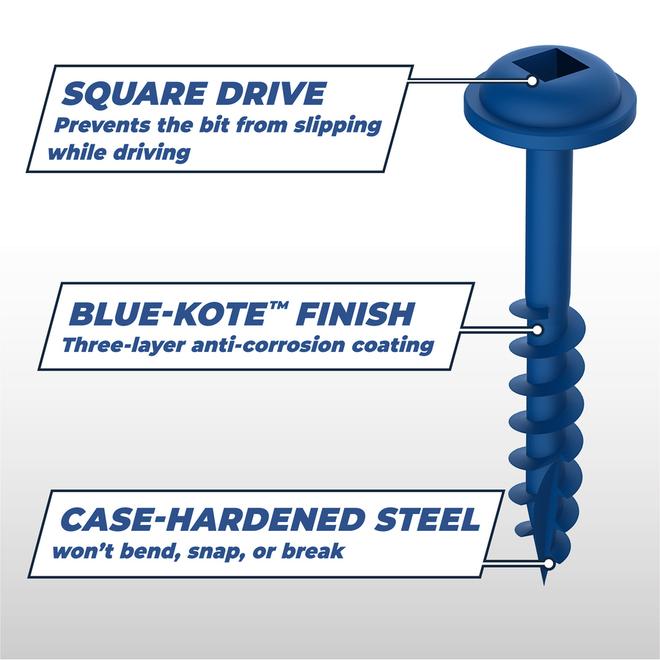 Kreg 2-1/2-in Square-Drive Head and Self-Tapping Tip Wood Screw No. 8 Coarse Thread 250/Pk