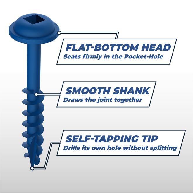 Kreg 2-1/2-in Square-Drive Head and Self-Tapping Tip Wood Screw No. 8 Coarse Thread 250/Pk