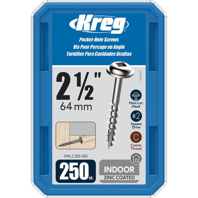 Kreg #2 x 2 1/2-in Zinc-Plated Washer-Head Square-Drive Pocket-Hole Screw  250/Pk SML-C250-250