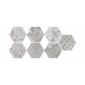 Tuiles hexagonales décoratives Faber, collection Moroccan, 10 po x 12 po, paquet de 16, porcelaine, argent