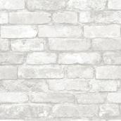 Brewster Wallcovering Grey and White Brick Peel-and-Stick Wallpaper