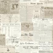 Brewster Wallcovering Oxford Gazette Khaki Vintage Newsprint Wallpaper