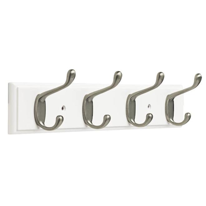 Franklin Brass 16-in White Rail Wall with 4 Coat and Hat Hooks