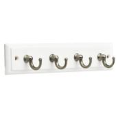 Franklin Brass 9-in White Rail Wall with 4 Key Hooks