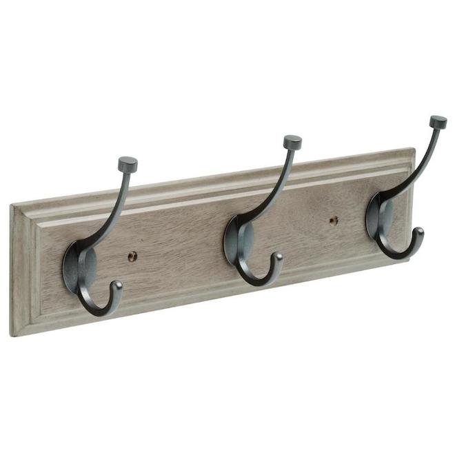 Franklin Brass 16-in Driftwood Rail Wall with 3 Coat and Hat Hooks