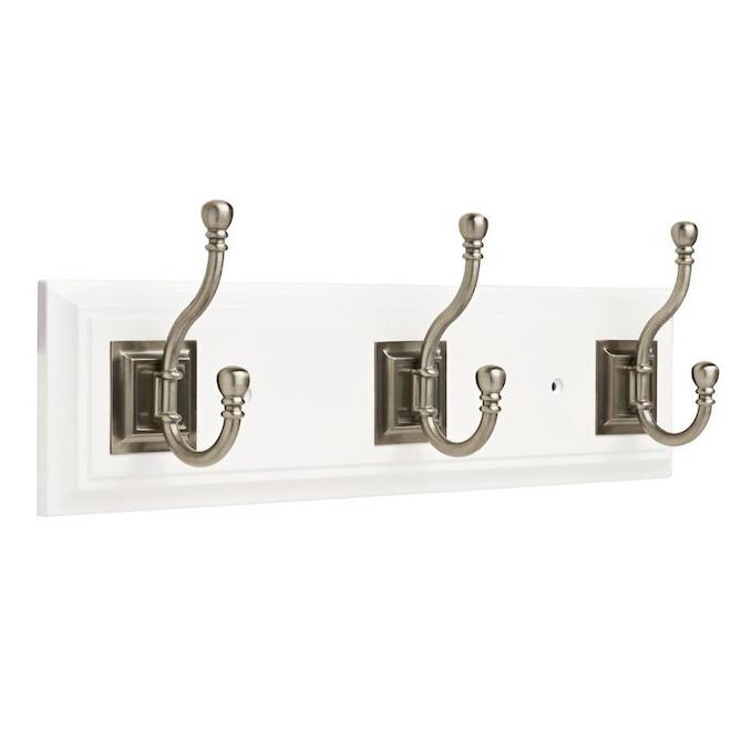 Franklin Brass 16-in White Rail Wall with 3 Coat and Hat Hooks  LCARCH3-WSE-L1