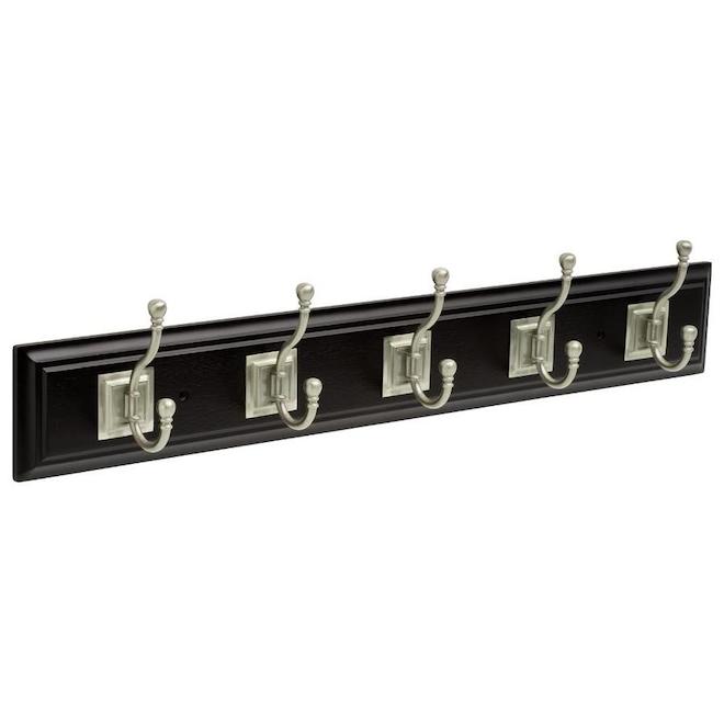 Franklin Brass 26.5-in Black Rail Wall with 5 Coat and Hat Hooks