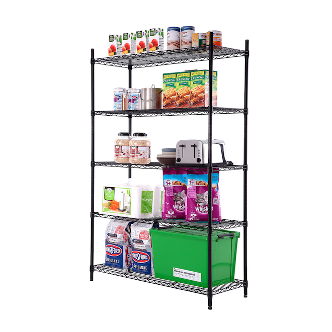 Style Selections 72-in H x 47.7-in W x 18-in D 5-Tier Steel Freestanding Shelving Unit