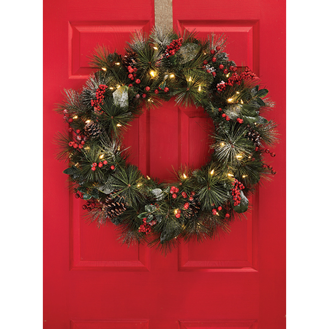 Couronne De Noël Lumineuse 45 Cm LED - Décoration Extérieure Ou Intérieure Avec Crochet Inclus