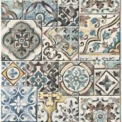 Brewster Wallcovering Teal Marrakesh Tiles Mosaic Wallpaper 20-in W x 33 ft L - Covers 56.4-sq.ft.