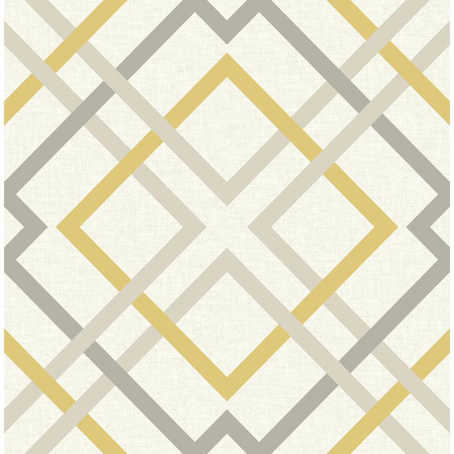 Brewster Wallcovering Geometric Design Saltire Yellow Lattice Wallpaper - Covers 56.4-sq.ft.